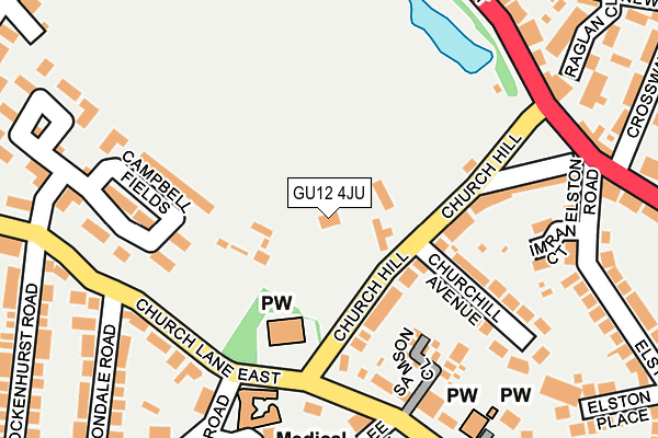 GU12 4JU map - OS OpenMap – Local (Ordnance Survey)