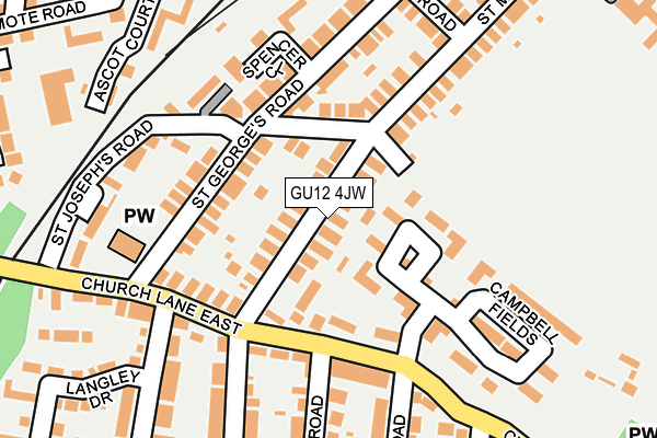 GU12 4JW map - OS OpenMap – Local (Ordnance Survey)