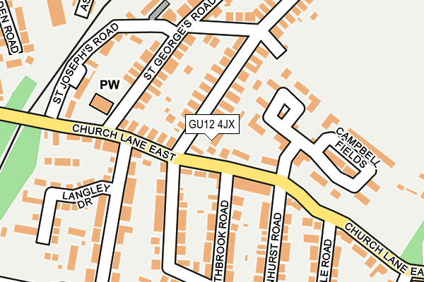 GU12 4JX map - OS OpenMap – Local (Ordnance Survey)