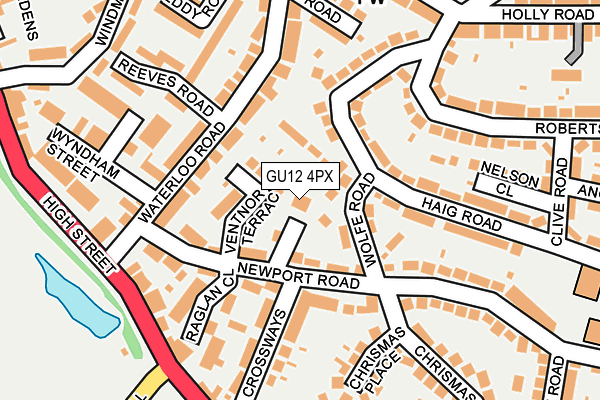 GU12 4PX map - OS OpenMap – Local (Ordnance Survey)