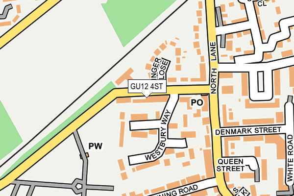 GU12 4ST map - OS OpenMap – Local (Ordnance Survey)