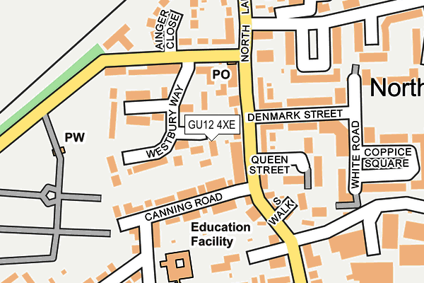 GU12 4XE map - OS OpenMap – Local (Ordnance Survey)