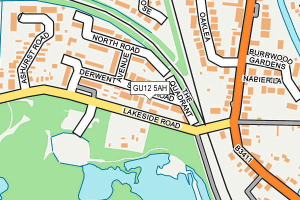 GU12 5AH map - OS OpenMap – Local (Ordnance Survey)