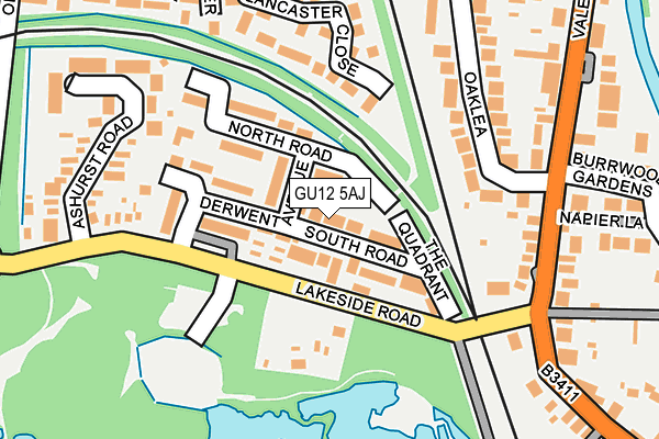 GU12 5AJ map - OS OpenMap – Local (Ordnance Survey)