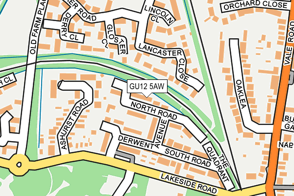 GU12 5AW map - OS OpenMap – Local (Ordnance Survey)