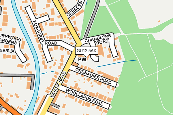 GU12 5AX map - OS OpenMap – Local (Ordnance Survey)