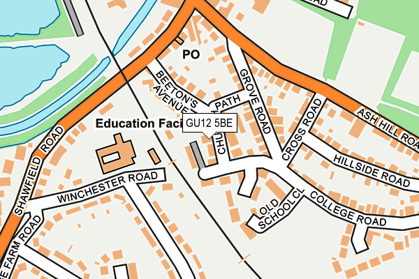 GU12 5BE map - OS OpenMap – Local (Ordnance Survey)