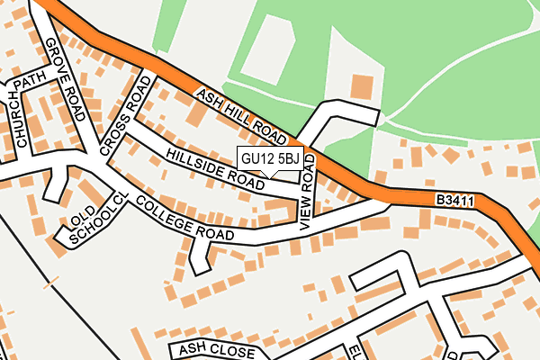 GU12 5BJ map - OS OpenMap – Local (Ordnance Survey)