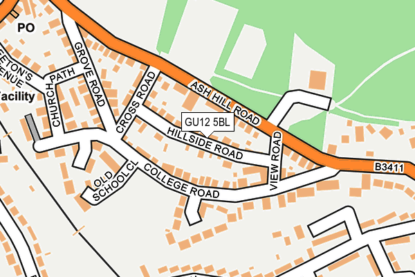 GU12 5BL map - OS OpenMap – Local (Ordnance Survey)