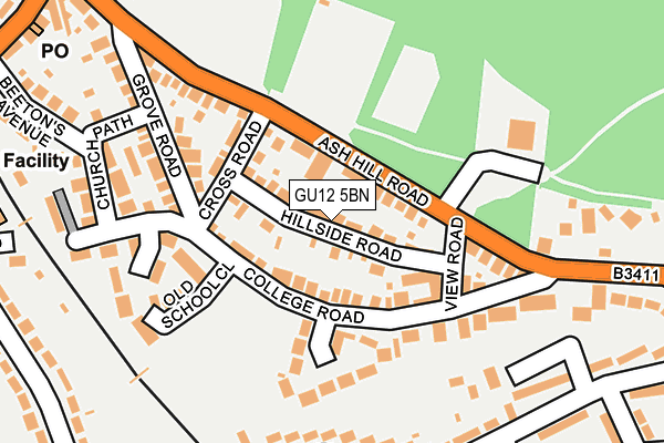 GU12 5BN map - OS OpenMap – Local (Ordnance Survey)