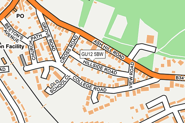 GU12 5BW map - OS OpenMap – Local (Ordnance Survey)