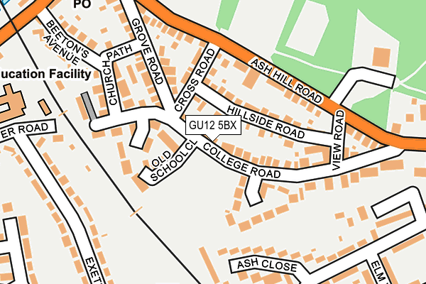 GU12 5BX map - OS OpenMap – Local (Ordnance Survey)