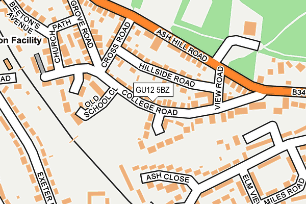 GU12 5BZ map - OS OpenMap – Local (Ordnance Survey)