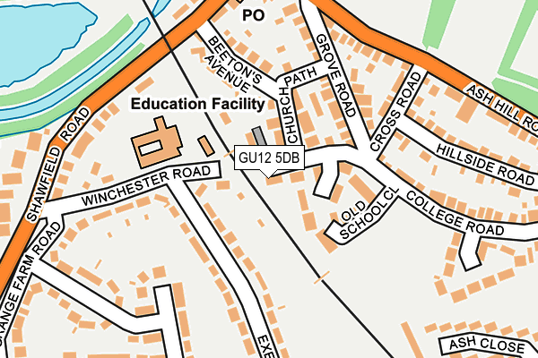 GU12 5DB map - OS OpenMap – Local (Ordnance Survey)