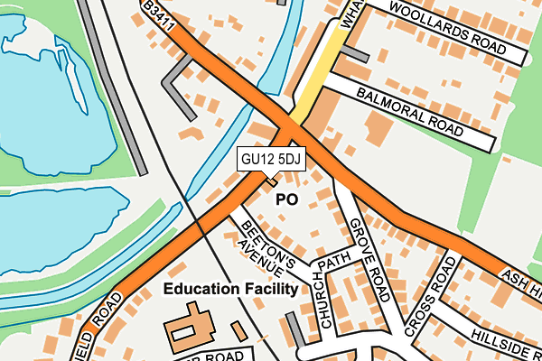 GU12 5DJ map - OS OpenMap – Local (Ordnance Survey)