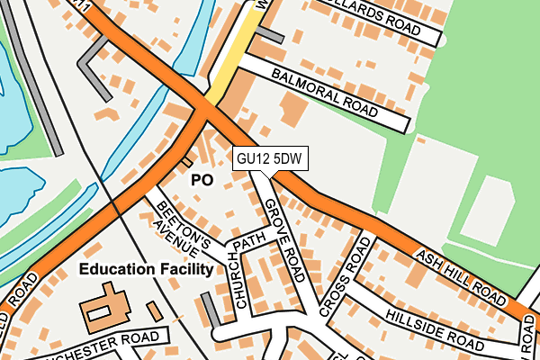 GU12 5DW map - OS OpenMap – Local (Ordnance Survey)