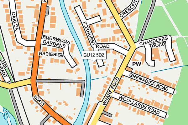 GU12 5DZ map - OS OpenMap – Local (Ordnance Survey)