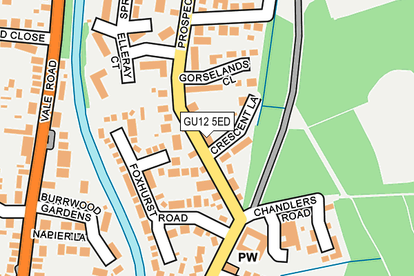 GU12 5ED map - OS OpenMap – Local (Ordnance Survey)