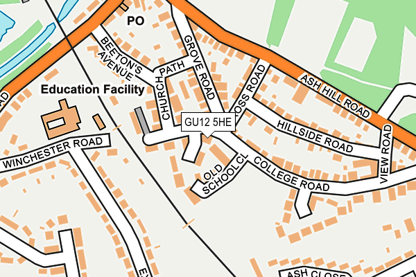 GU12 5HE map - OS OpenMap – Local (Ordnance Survey)