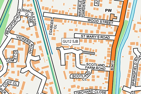 GU12 5JB map - OS OpenMap – Local (Ordnance Survey)