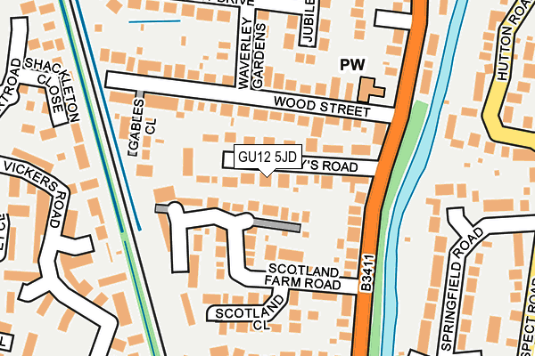GU12 5JD map - OS OpenMap – Local (Ordnance Survey)