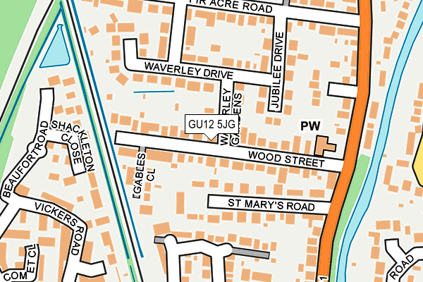 GU12 5JG map - OS OpenMap – Local (Ordnance Survey)