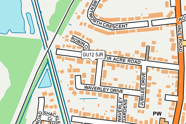 GU12 5JR map - OS OpenMap – Local (Ordnance Survey)