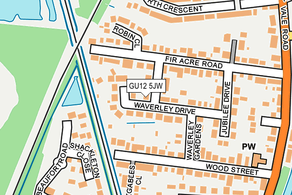 GU12 5JW map - OS OpenMap – Local (Ordnance Survey)