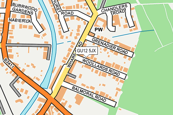 GU12 5JX map - OS OpenMap – Local (Ordnance Survey)