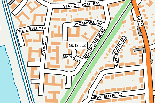 GU12 5JZ map - OS OpenMap – Local (Ordnance Survey)
