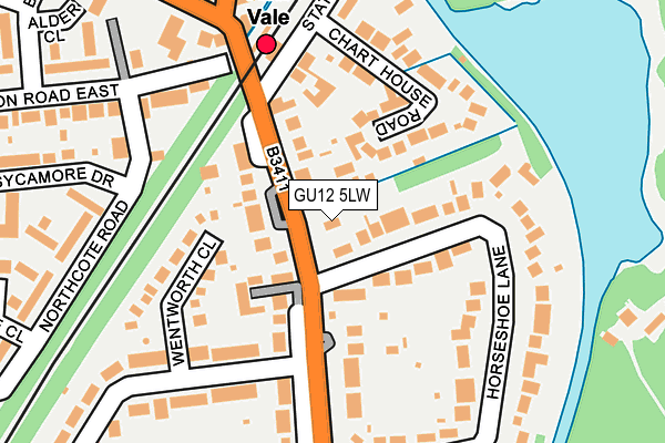 GU12 5LW map - OS OpenMap – Local (Ordnance Survey)