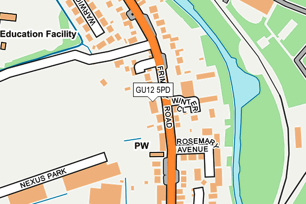 GU12 5PD map - OS OpenMap – Local (Ordnance Survey)