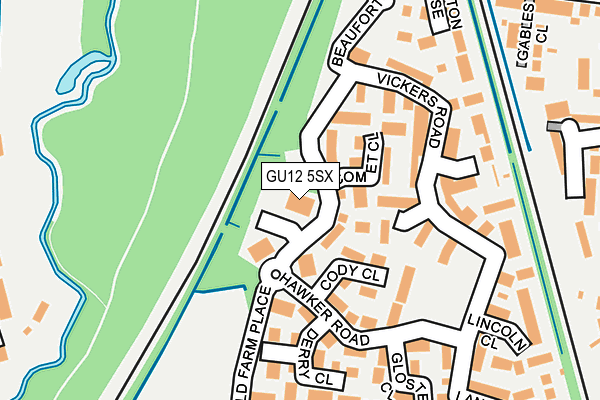 GU12 5SX map - OS OpenMap – Local (Ordnance Survey)