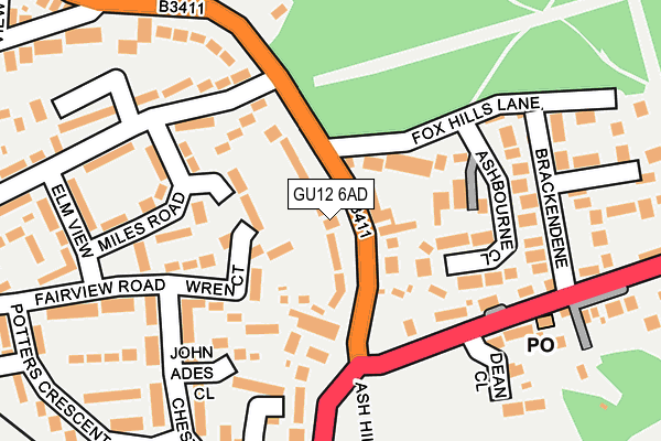 GU12 6AD map - OS OpenMap – Local (Ordnance Survey)