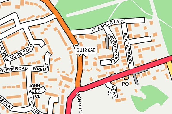 GU12 6AE map - OS OpenMap – Local (Ordnance Survey)