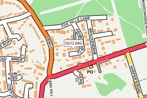 GU12 6AG map - OS OpenMap – Local (Ordnance Survey)