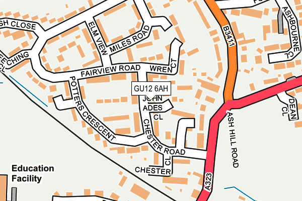 GU12 6AH map - OS OpenMap – Local (Ordnance Survey)