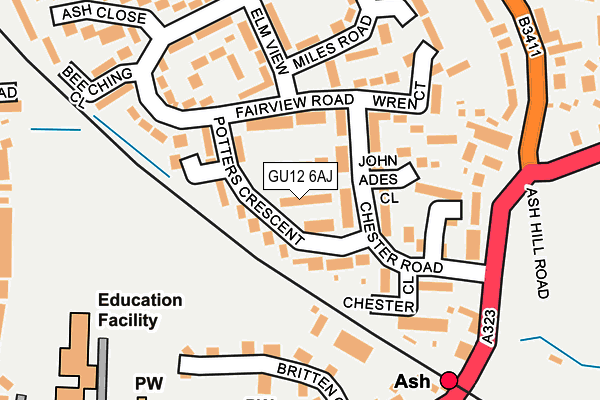 GU12 6AJ map - OS OpenMap – Local (Ordnance Survey)