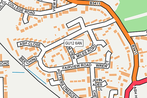 GU12 6AN map - OS OpenMap – Local (Ordnance Survey)