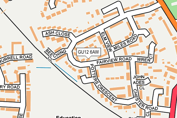 GU12 6AW map - OS OpenMap – Local (Ordnance Survey)