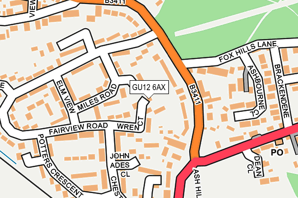 GU12 6AX map - OS OpenMap – Local (Ordnance Survey)