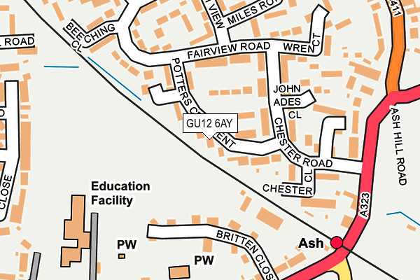 GU12 6AY map - OS OpenMap – Local (Ordnance Survey)