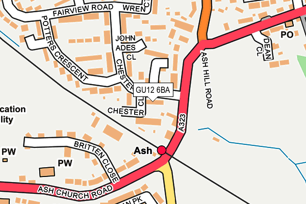 GU12 6BA map - OS OpenMap – Local (Ordnance Survey)