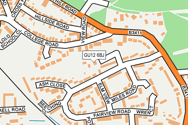 GU12 6BJ map - OS OpenMap – Local (Ordnance Survey)