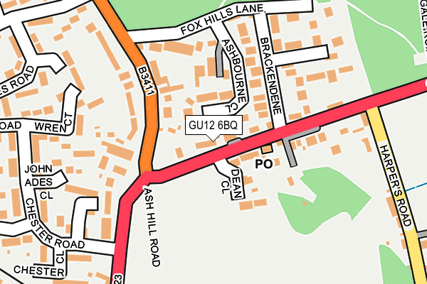 GU12 6BQ map - OS OpenMap – Local (Ordnance Survey)