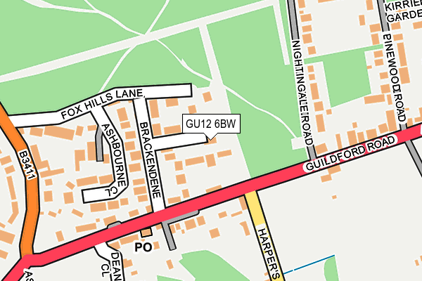 GU12 6BW map - OS OpenMap – Local (Ordnance Survey)