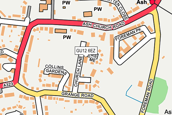 GU12 6EZ map - OS OpenMap – Local (Ordnance Survey)