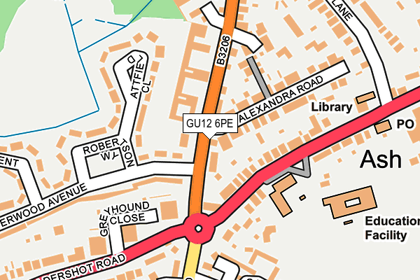 GU12 6PE map - OS OpenMap – Local (Ordnance Survey)