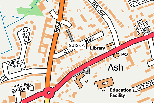 GU12 6PJ map - OS OpenMap – Local (Ordnance Survey)