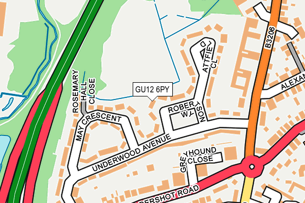 GU12 6PY map - OS OpenMap – Local (Ordnance Survey)